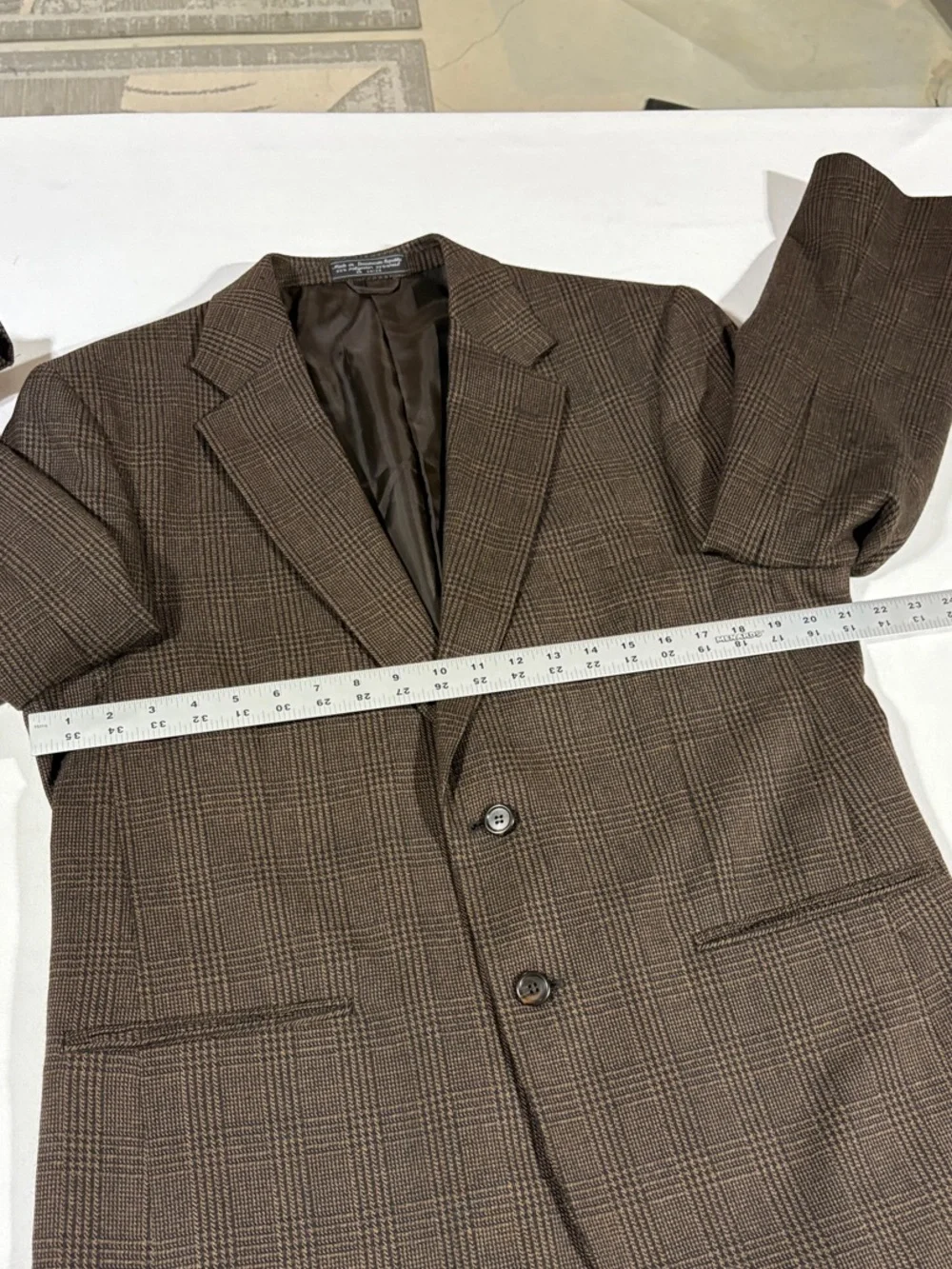 Stanley Blacker Men’s Brown Plaid Tweed Blazer Classic 2 Button Sport Coat 42R